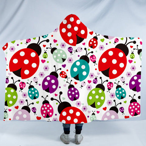 Image of Colorful Ladybug Themed SW1186 Hooded Blanket