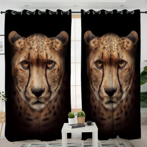 Cheetah Face 2 Panel Curtains