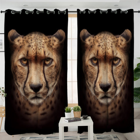 Image of Cheetah Face 2 Panel Curtains