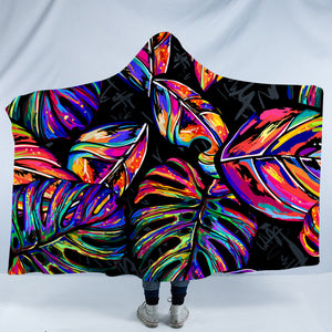 Colorful Tropical Leaves SW0504 Hooded Blanket