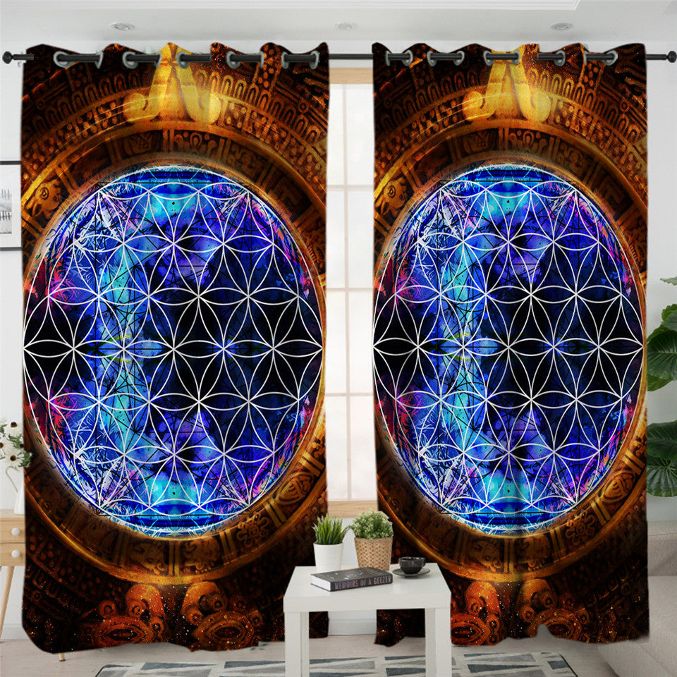 Geometric Colored Glass 2 Panel Curtains