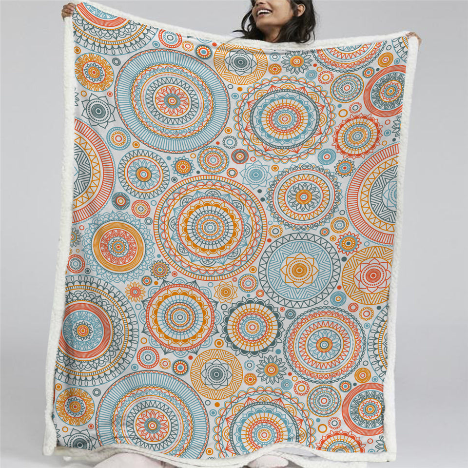 Mandala Round Sherpa Fleece Blanket - Beddingify