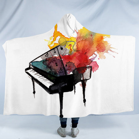 Image of Color Splashed Piano SW0988 Hooded Blanket