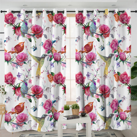 Image of Bird And Flower 2 Panel Curtains