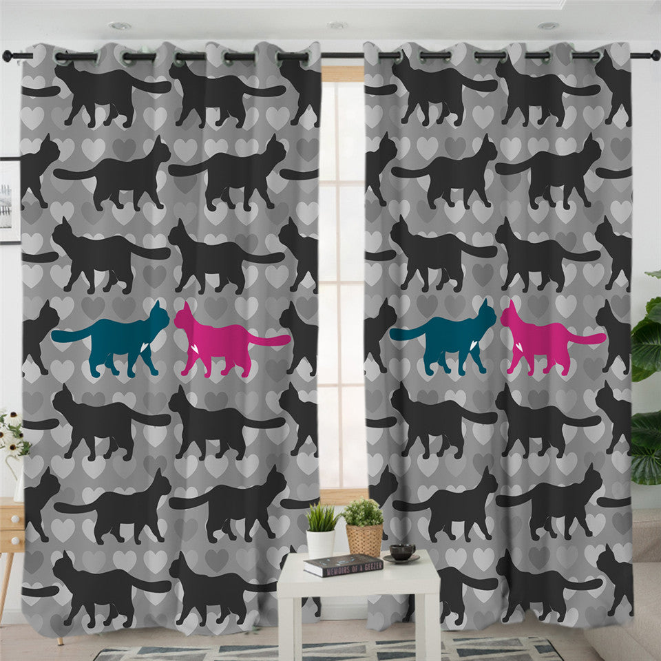 Cat Pattern 2 Panel Curtains