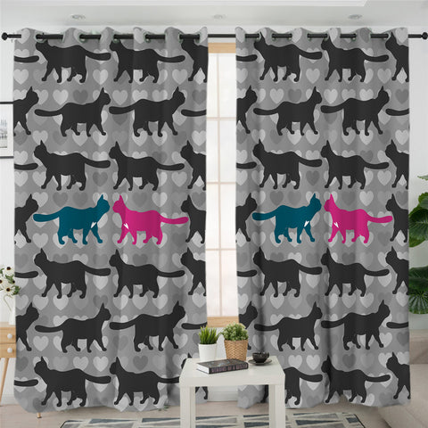 Image of Cat Pattern 2 Panel Curtains