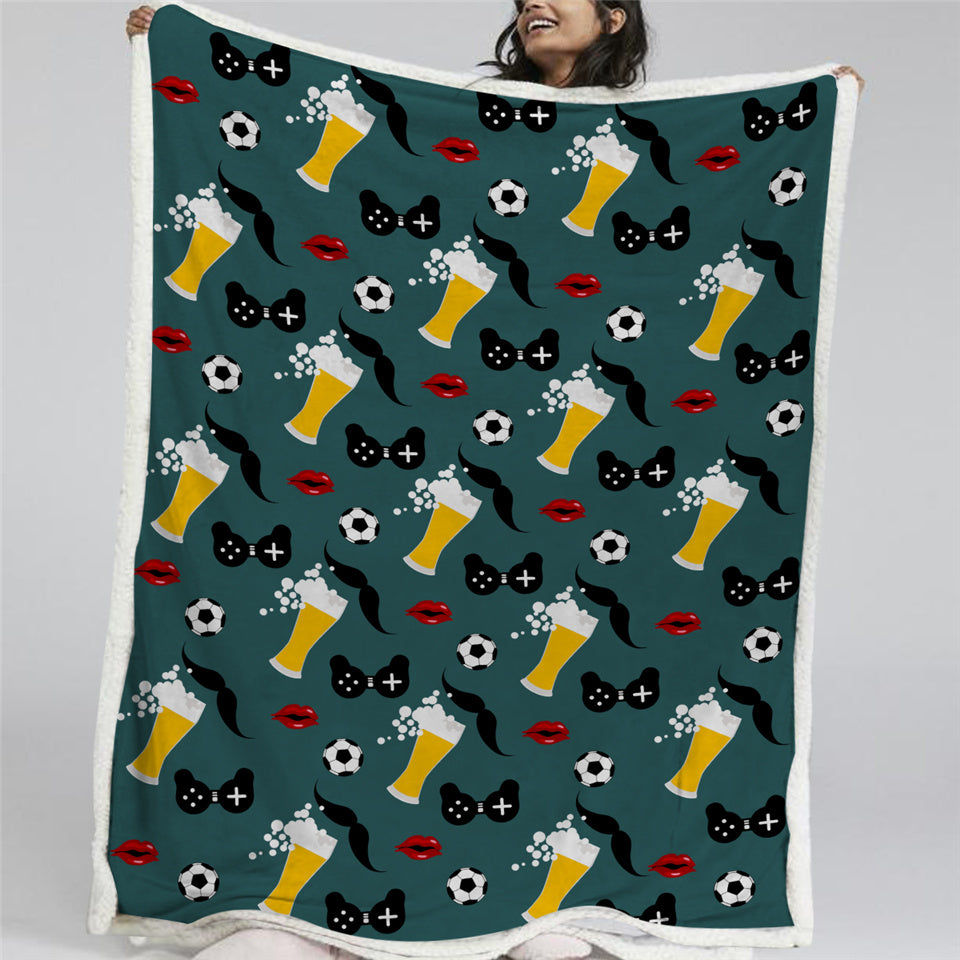 Beer Pattern Sherpa Fleece Blanket - Beddingify