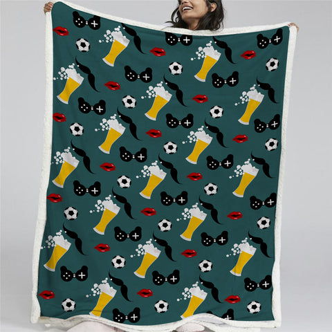 Image of Beer Pattern Sherpa Fleece Blanket - Beddingify