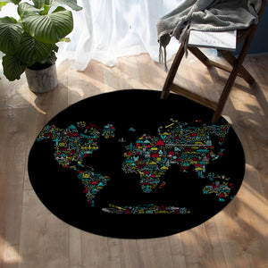 World Map SW0473 Round Rug