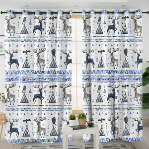 Tribal Life Motif Geometric Patterns 2 Panel Curtains