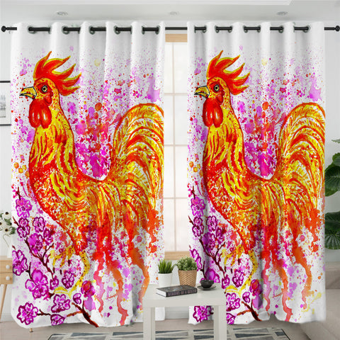 Image of Red Rooster 2 Panel Curtains