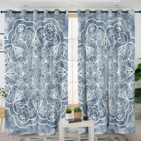 Image of Gray Mandala 2 Panel Curtains