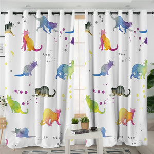 Colorful Cats White SWGG0026 2 Panel Curtains