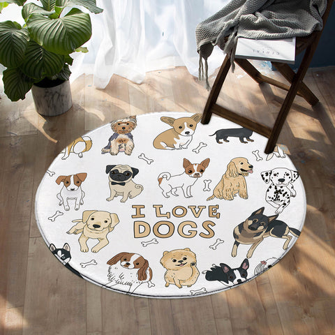 Image of I Love Dogs SW0001 Round Rug