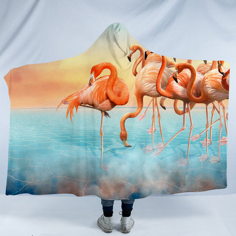 Image of Flamingos SW1294 Hooded Blanket