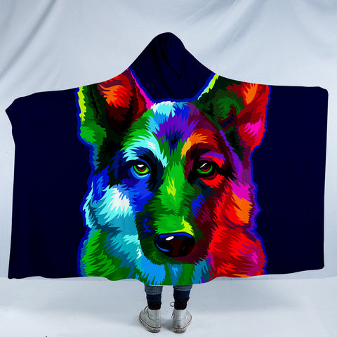 Image of Colorful Wolf SW0044 Hooded Blanket