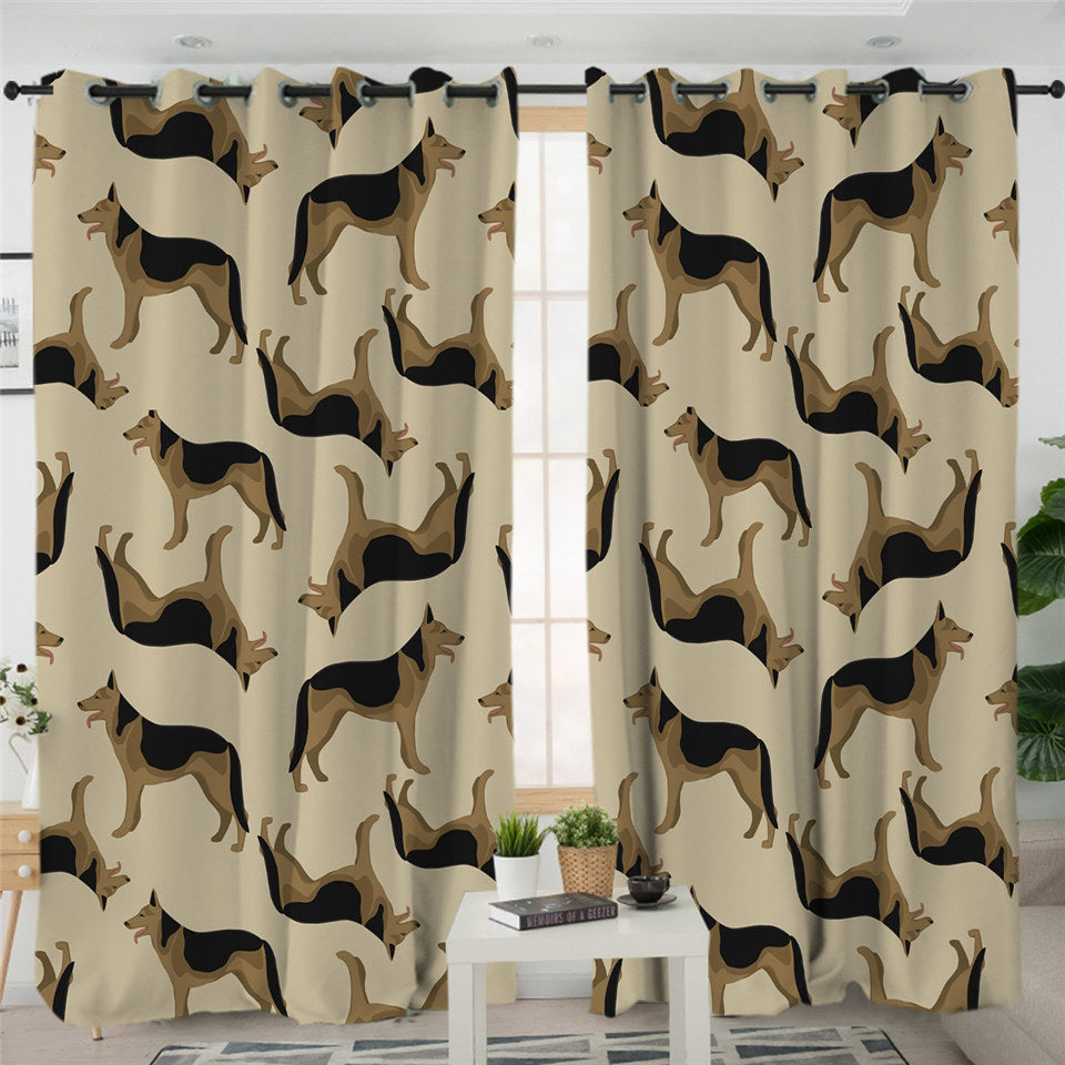 Tiny Dog Pattern 2 Panel Curtains