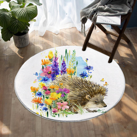 Image of Garden Hedgehog SW1121 Round Rug