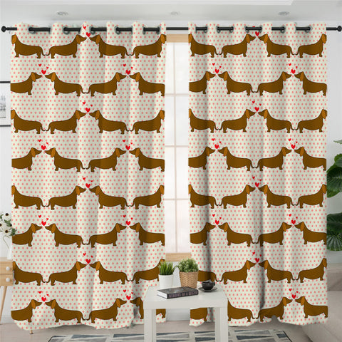 Image of I Love Dachshund Themed 2 Panel Curtains