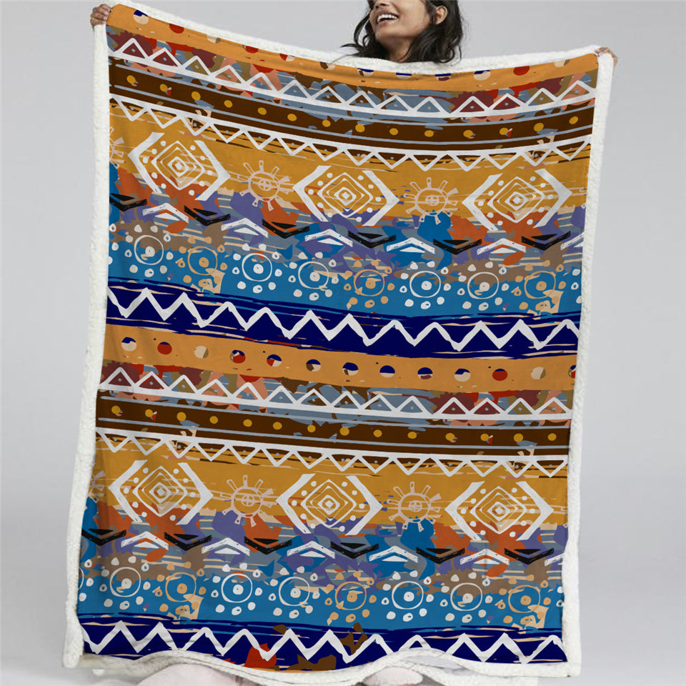 Native Aztec Sherpa Fleece Blanket - Beddingify