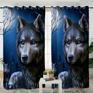 3D Werewolf 2 Panel Curtains