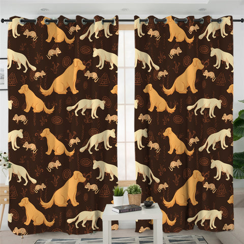 Image of Dog Cat Mouse Themed 2 Panel Curtains
