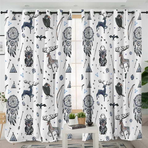 Image of Tribal Life Motif 2 Panel Curtains