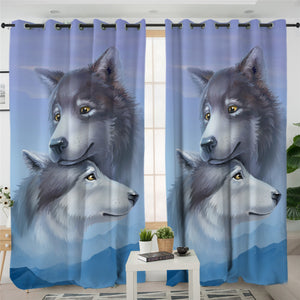 3D Tamed Wolfs 2 Panel Curtains