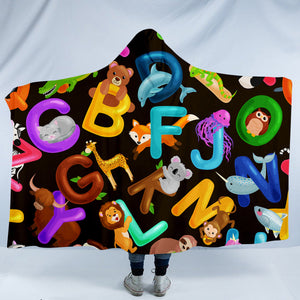 Animal Alphabet SW1394 Hooded Blanket