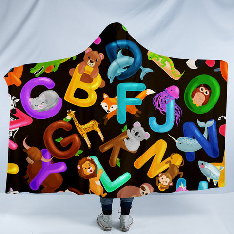 Image of Animal Alphabet SW1394 Hooded Blanket