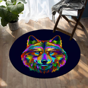 Multicolored Wolf SW0472 Round Rug