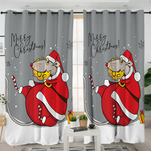 Christmas Mouse 2 Panel Curtains