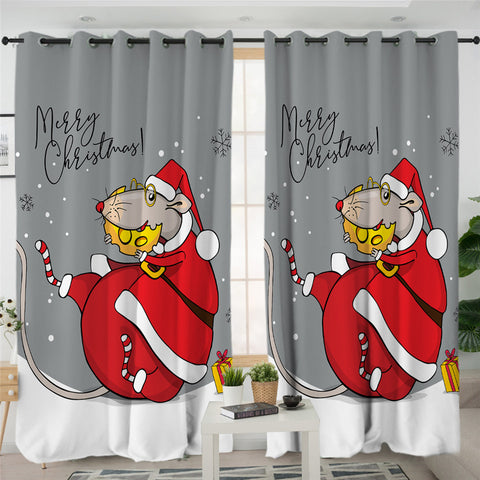 Image of Christmas Mouse 2 Panel Curtains