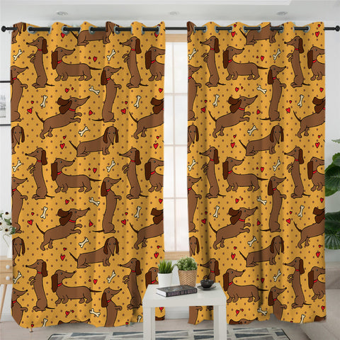 Image of Funny Kid Dachshund 2 Panel Curtains