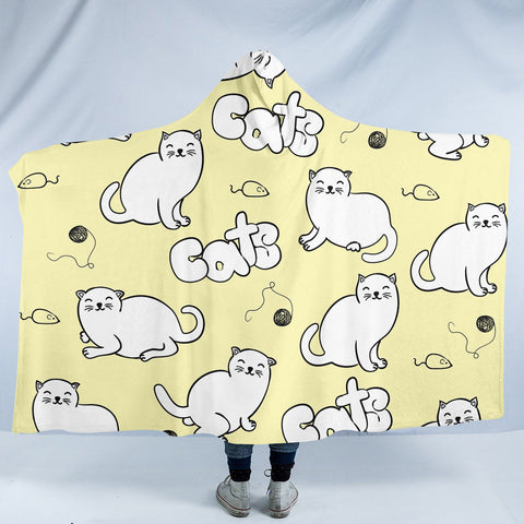 Image of Cat Patterns SW1384 Hooded Blanket