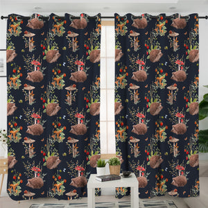 Hedgehog Themed 2 Panel Curtains