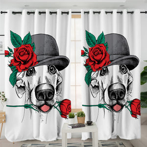 Flower Dog 2 Panel Curtains