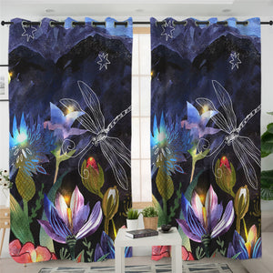 Noctural Dragonfly 2 Panel Curtains