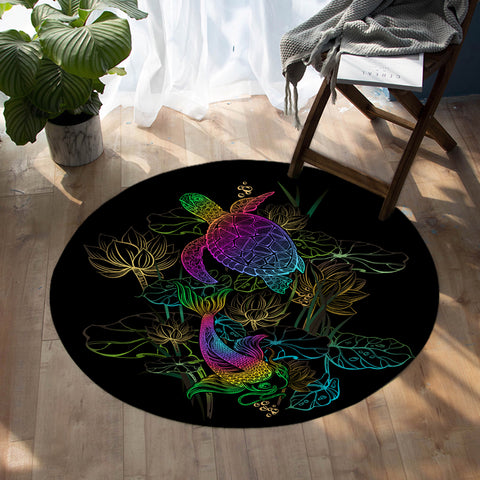 Image of Glowing Turtle SW0478 Round Rug