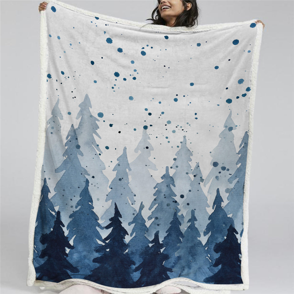 Winter Forest Sherpa Fleece Blanket - Beddingify
