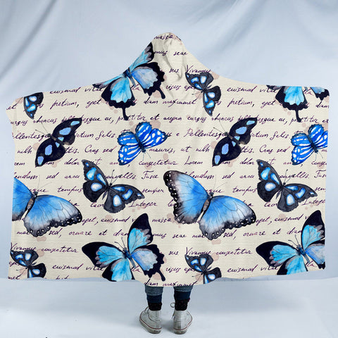 Image of Blue Butterflies SW0989 Hooded Blanket