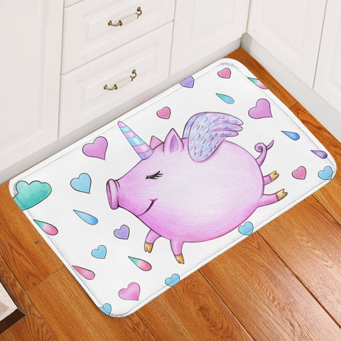 Image of Flying Piggy Raindrop Patterns Door Mat