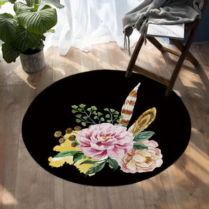 Embroidered Flowers SW0286 Round Rug