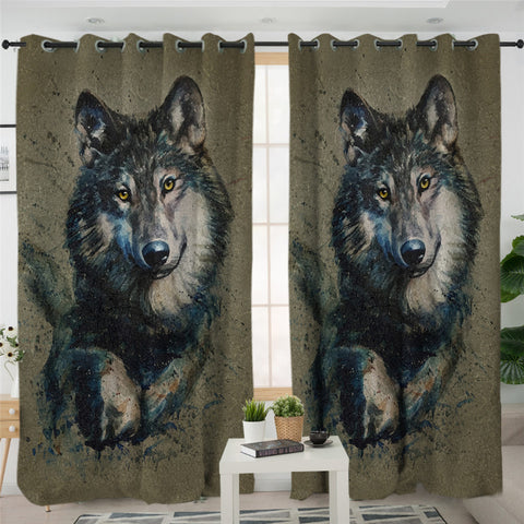 Image of Wolf Portrait 2 Panel Curtains