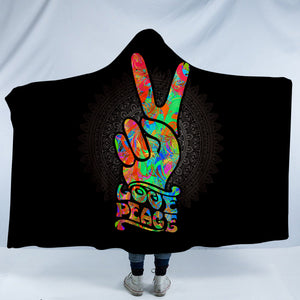 Peace & Love Handsign SW0526 Hooded Blanket