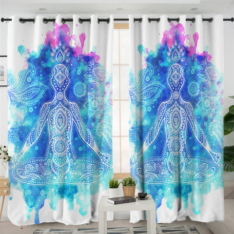 Image of Blue Tie Dye Chakra 2 Panel Curtains