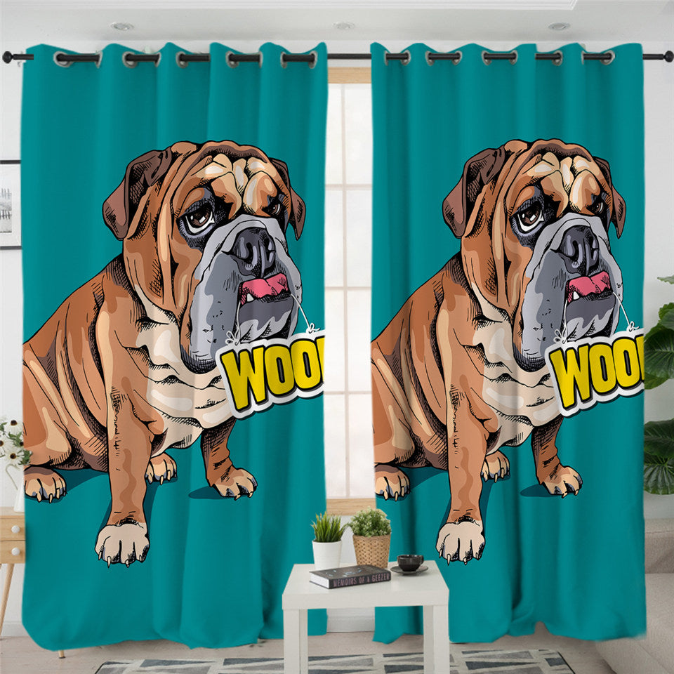 Cute Bulldog 2 Panel Curtains