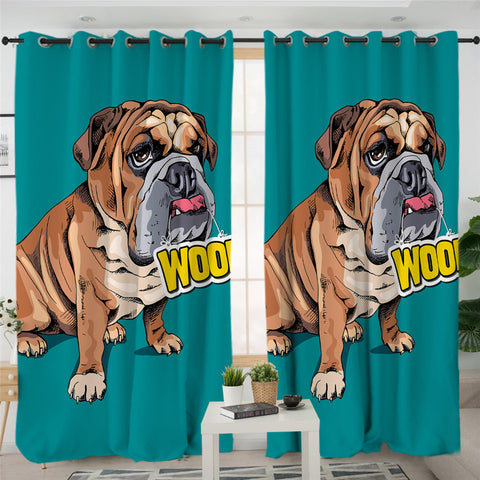 Image of Cute Bulldog 2 Panel Curtains