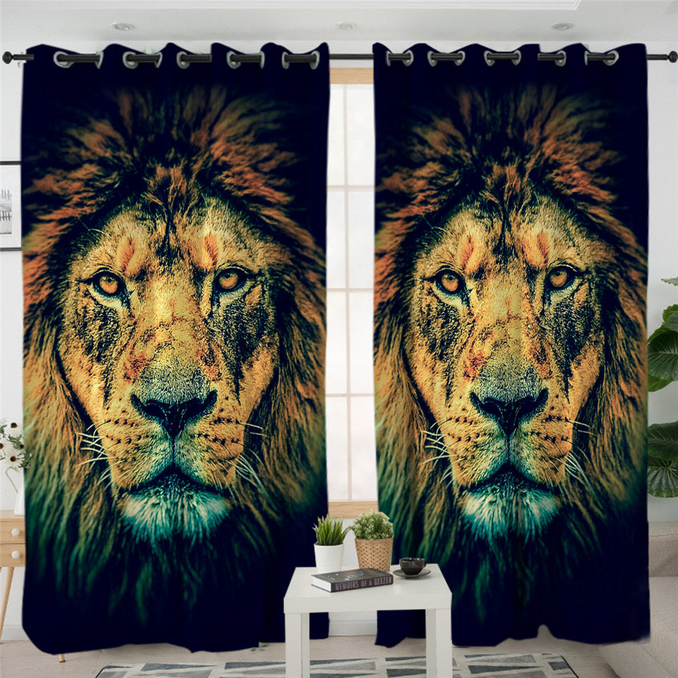 Lion Face 2 Panel Curtains