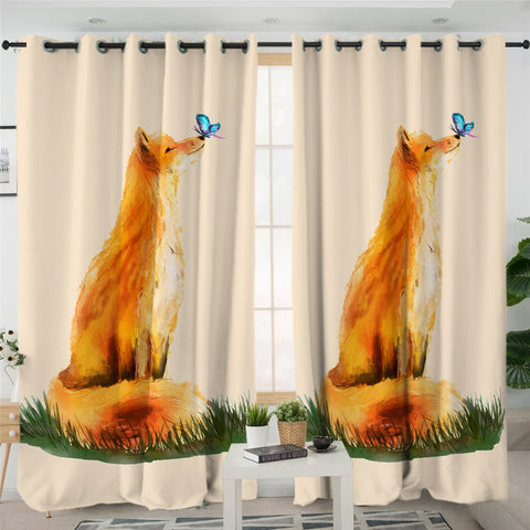 Image of Fox & Butterfly 2 Panel Curtains